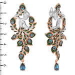 Серьги Мифология из красного золота 585 пробы с фианитом и топазом London Blue