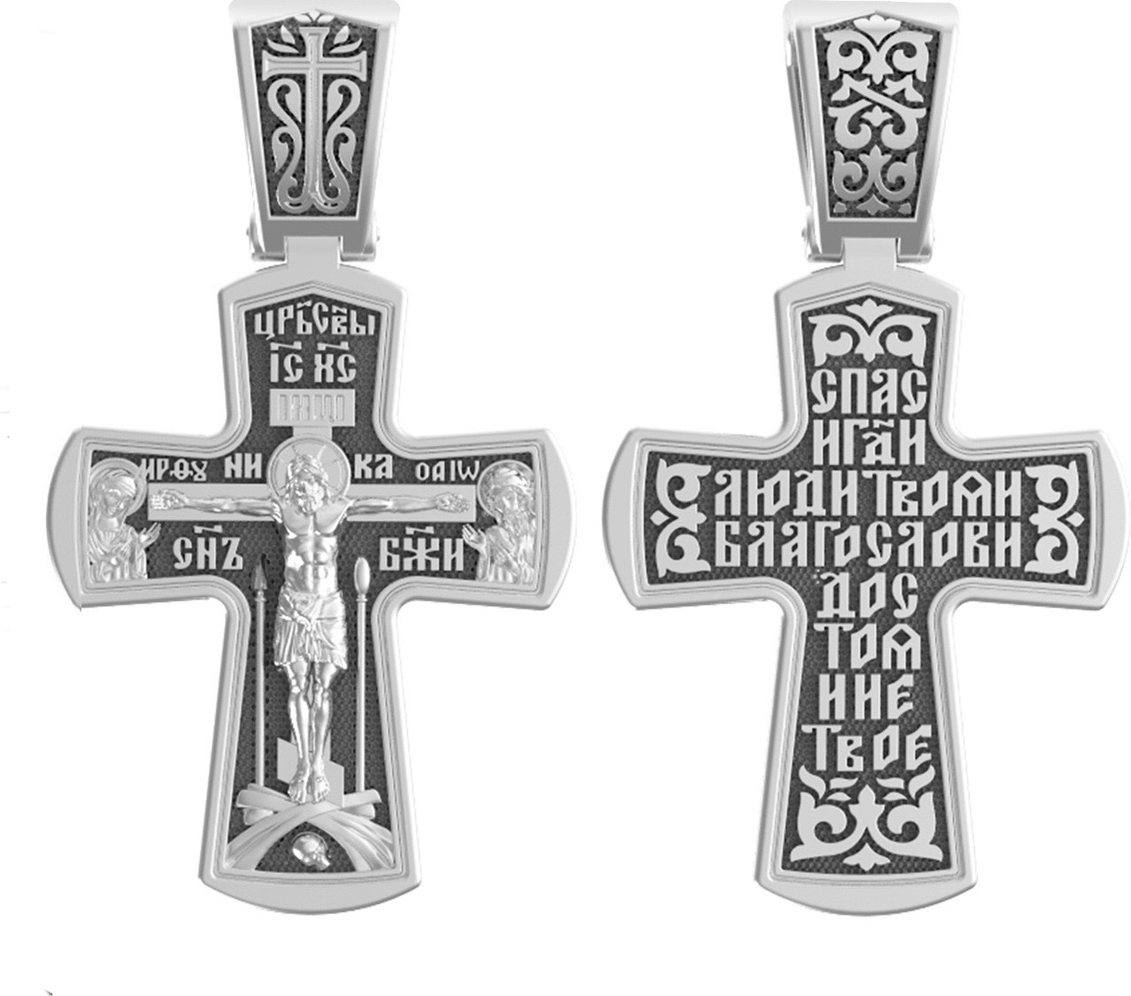 Крест из белого золота 585 пробы