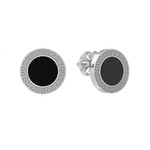 Серьги-винты Греция из белого золота 585 пробы с ониксом