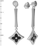 Серьги-винты Амальфи из белого золота 585 пробы с фианитом и ониксом