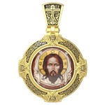 Нательная икона из лимонного золота 585 пробы с иконописью, темперой и эмалью
