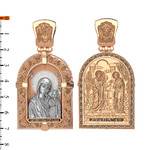 Нательная икона из красного золота 585 пробы с эмалью