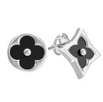 Серьги-винты Амальфи из белого золота 585 пробы с ониксом