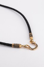 Цепь-шнурок кожа из красного золота 585 пробы с кожаным шнурком