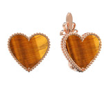 Серьги Сердца из красного золота 585 пробы с тигровым глазом