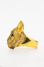 Кольцо Кот жиган из лимонного золота 585 пробы с эмалью