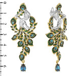 Серьги Мифология из лимонного золота 585 пробы с фианитом и топазом London Blue