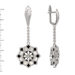 Серьги Мозаика из белого золота 585 пробы с эмалью, ониксом и перламутром