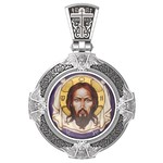 Нательная икона из белого золота 585 пробы с иконописью, темперой и эмалью