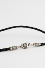 Цепь-шнурок кожа из белого золота 585 пробы с кожаным шнурком
