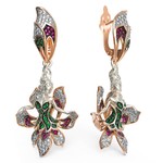 Серьги Мифология из красного золота 585 пробы с фианитом
