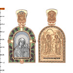 Нательная икона из красного золота 585 пробы с эмалью