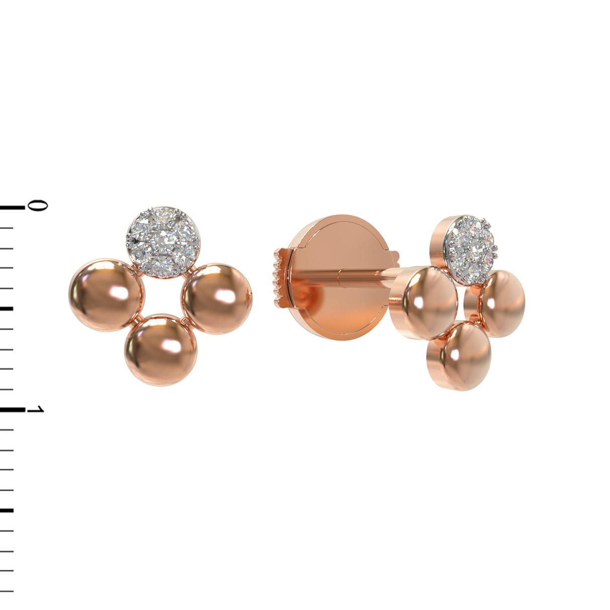 Серьги-пусеты BALLS из красного золота 585 пробы с бриллиантами