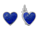 Серьги Сердца из белого золота 585 пробы с лазуритом