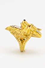 Кольцо Лиса из лимонного золота 585 пробы с эмалью