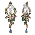 Серьги Мифология из красного золота 585 пробы с фианитом и топазом London Blue